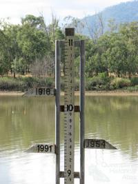 Flood marker, Fitzroy River, Rockhampton, 2009