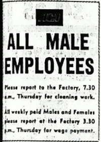 Advertisements to employees after Brisbane flood, 1974