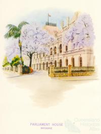 Jacarandas outside Parliament House, Brisbane, 1962