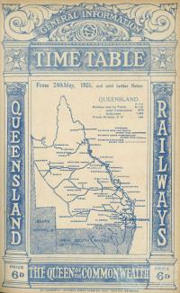 Cover of Queensland Railways Public Timetable, 1925