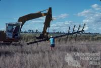 Redundant telephone pole, Chinchilla Shire, 1979