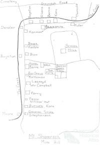 Mud map of Mount Shamrock, identifying residents c1904