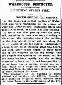 Fires at Walter Reid building Rockhampton, 1912-18