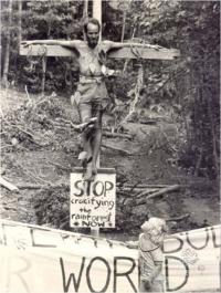 Stop crucifying the rainforest now, 1984