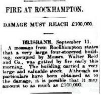 Fires at Walter Reid building Rockhampton, 1912-18