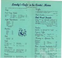 Menu Londy’s café, 1962