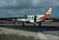 Navaho Chieftan aircraft, Lockhart River airstrip, 1982