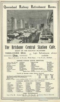 Advertisement showing list of Refreshment Rooms, Queensland, 1925