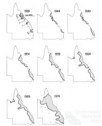 Geographical expansion of Bufo marinus in Queensland, 1981