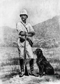 Norwegian naturalist and explorer Carl Lumholtz and his dog, c1882