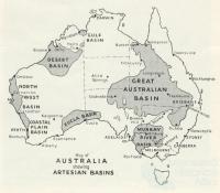 Map of Australia showing Artesian Basins, Walkabout, July 1945