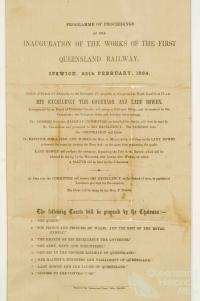 Programme for the inauguration of the Queensland railway, 1864