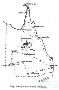 Hugh Sawrey’s mud map of outback travels, 1993