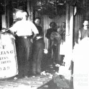 Baling the wool clip at Logan Downs Shearing Shed, 1890s