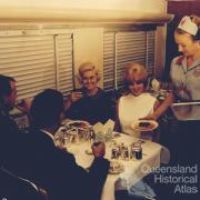 Railway Refreshment staff serving passengers in the Buffet Car on the Sunshine Route