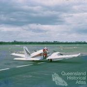 Santa arrives by air, Birdsville, 1974