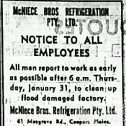 Advertisements to employees after Brisbane flood, 1974