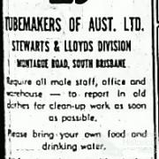 Advertisements to employees after Brisbane flood, 1974