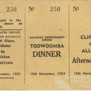 Railway excursion tickets, Toowoomba and Clifton, 1953