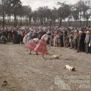 Women's woodchop, Goombungee show, c1960