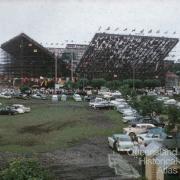 Temporary tennis stands, Davis Cup, Milton, 1956