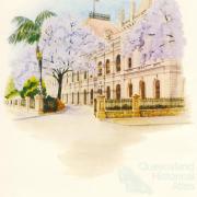 Jacarandas outside Parliament House, Brisbane, 1962