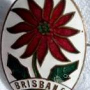 Brisbane badges which include poinsettia motif, 1930-60