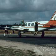 Navaho Chieftan aircraft, Lockhart River airstrip, 1982