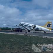 Air Queensland DC3 at Lockhart River airstrip, 1982