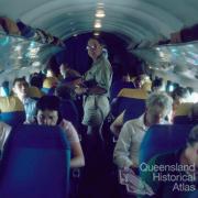 Passengers inside an Air Queensland DC3, 1982