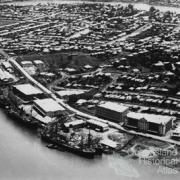 Wool stores and ships docked at Teneriffe Wharves, Brisbane, 1925