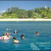 Tourists snorkelling off Low Isles, 1996 