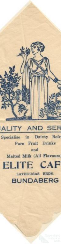 Serviette, Elite Cafe, Bundaberg, c1940