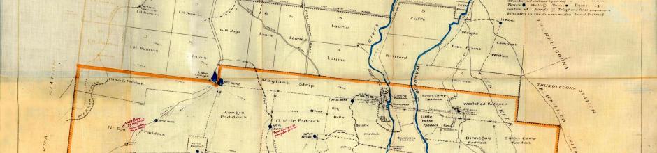 Paddock map of Tinnenburra, 1924