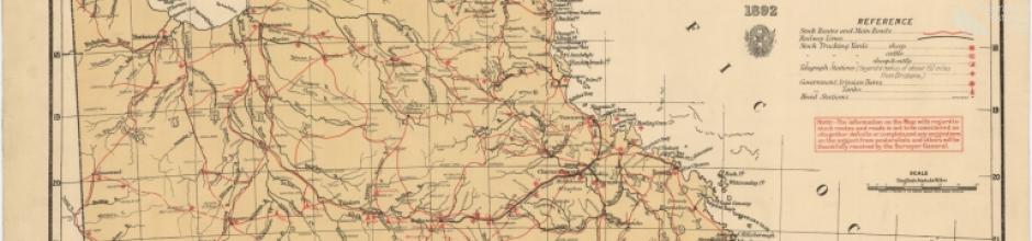 Stock routes and head stations, Queensland, 1892