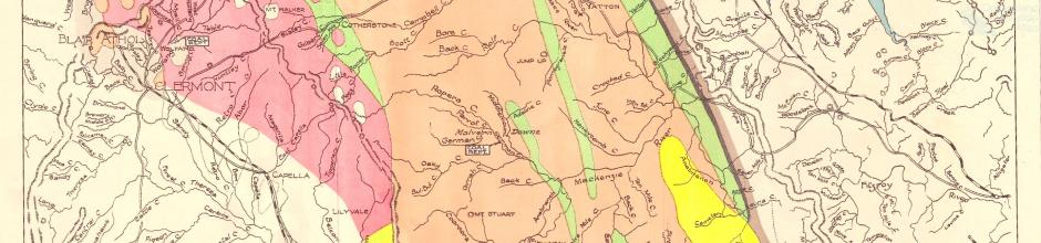Locality and Geological Map of The Bowen Basin Coal Basin Central Queensland, 1949
