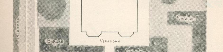 Garden layout with flowering trees, 1960