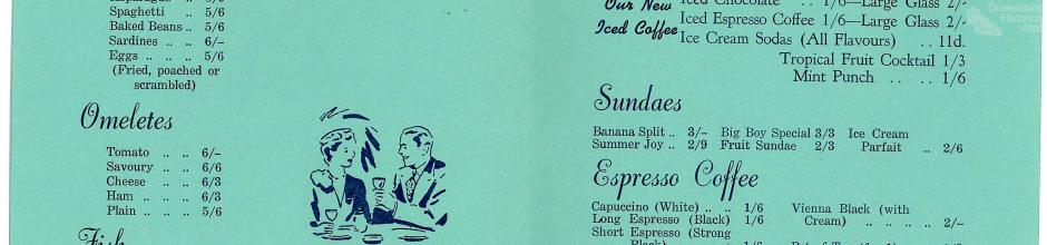 Menu Londy’s café, 1962