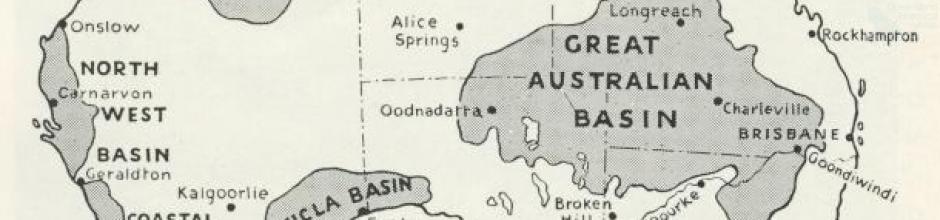 Map of Australia showing Artesian Basins, Walkabout, July 1945