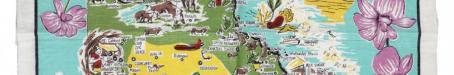 Tea-towel: Map of Queensland, c1960     