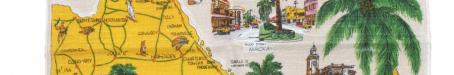 Tea-towel: Map of Queensland, c1950s