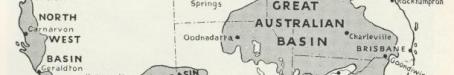 Map of Australia showing Artesian Basins, Walkabout, July 1945