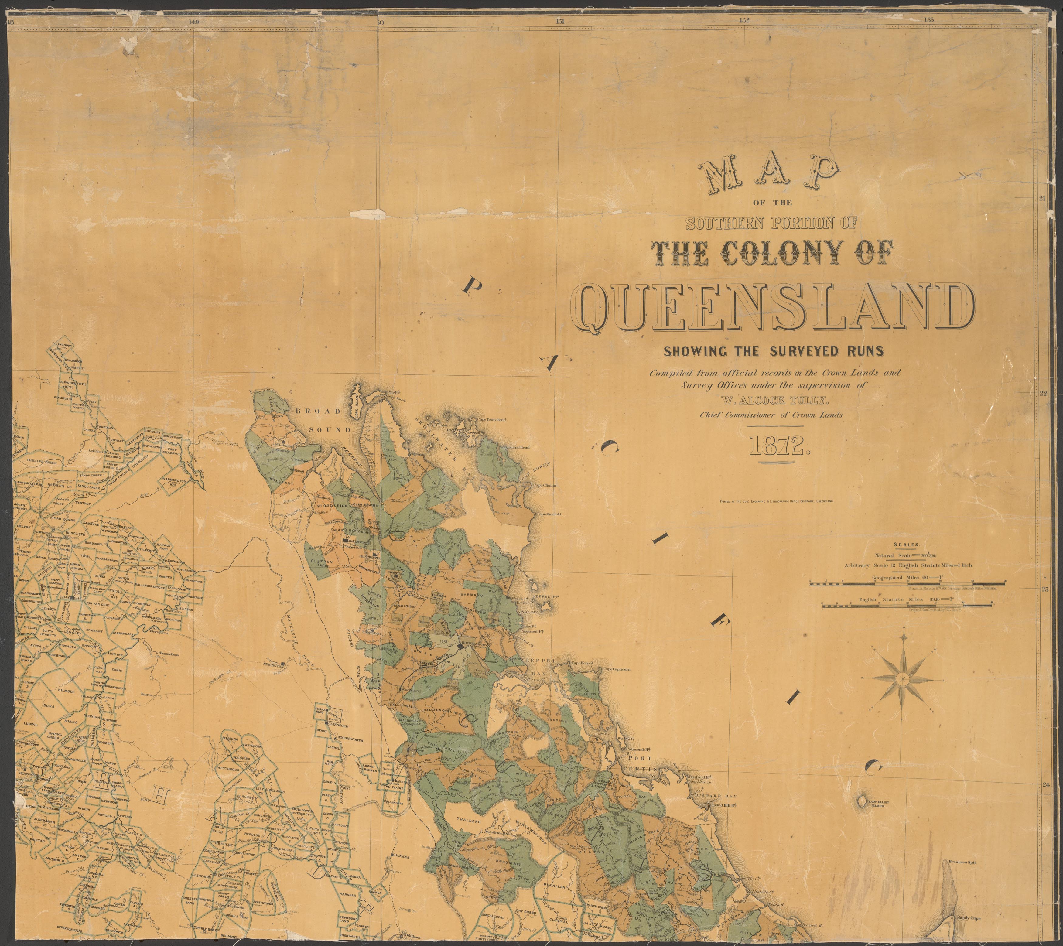 Southern portion of Queensland showing surveyed runs, 1872